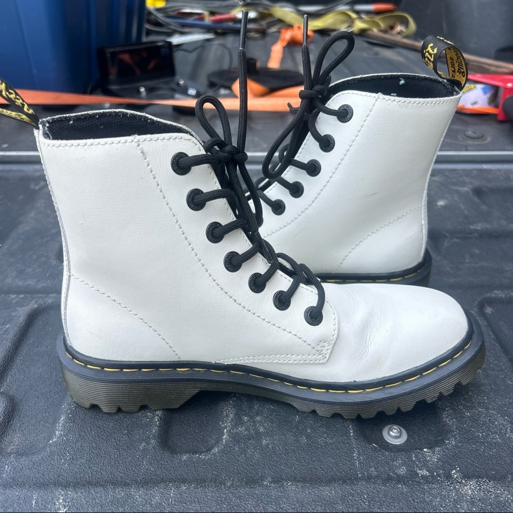 Dr. Martens Ankle White Combat Boots Luana Size 8